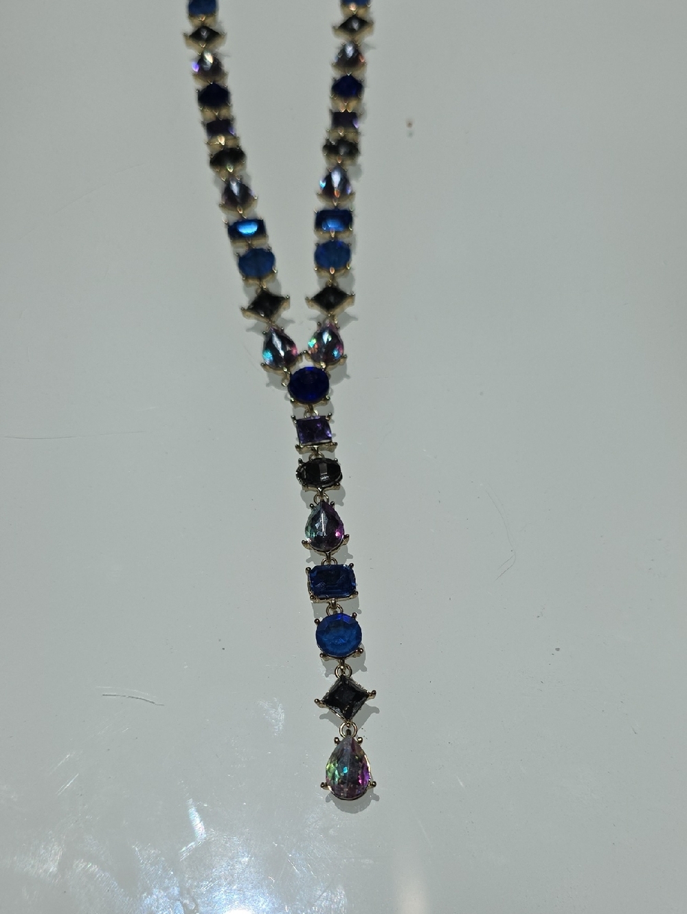 Elegant Blue and Iridescent Drop Necklace - Women's Jewelry